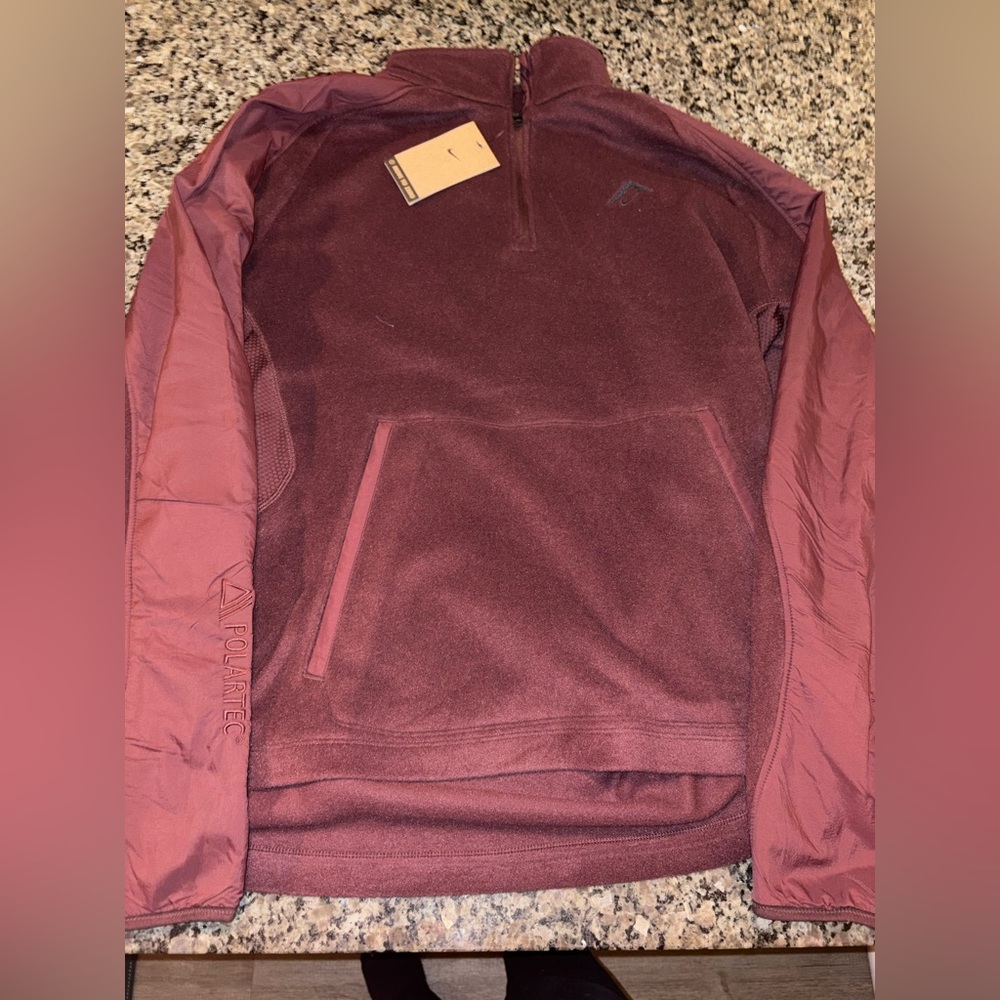 Nike Trail Polartec 1/2 Zip Fleece Running Burgundy Top Mens XL